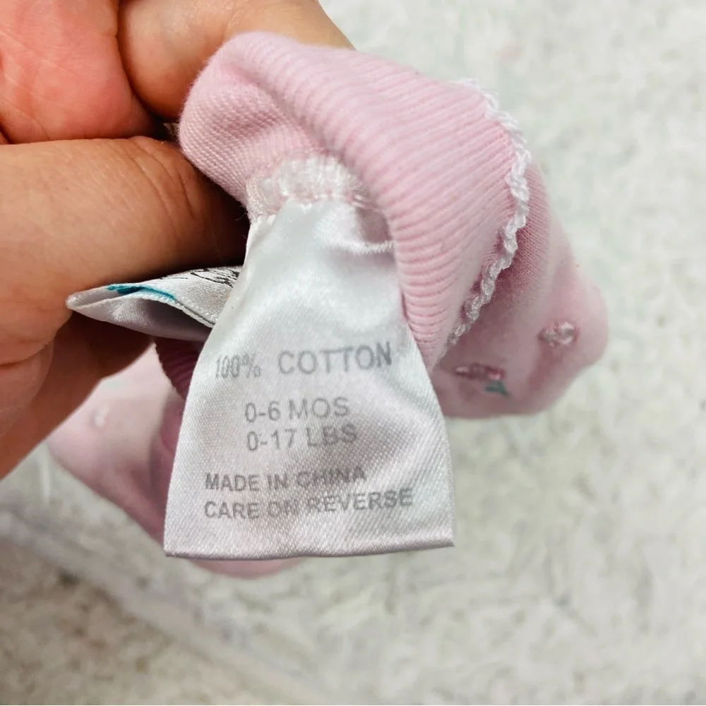 Koala baby Pink floral embroidered cotton Baby Booties size 0-6 months